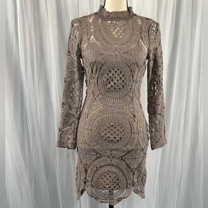 Grey Lace Bodycon Dress